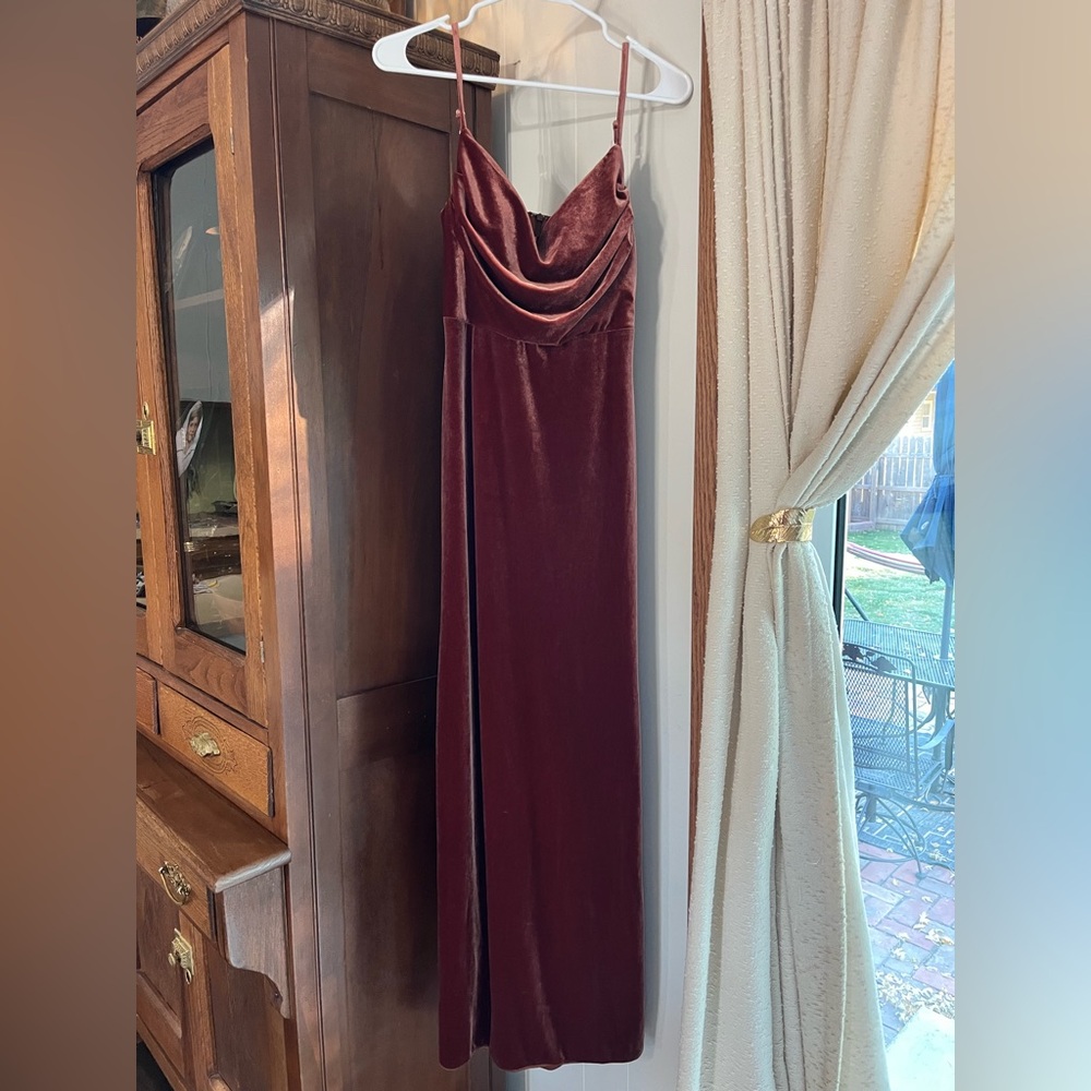 Revelry Velvet Dress in Terracotta